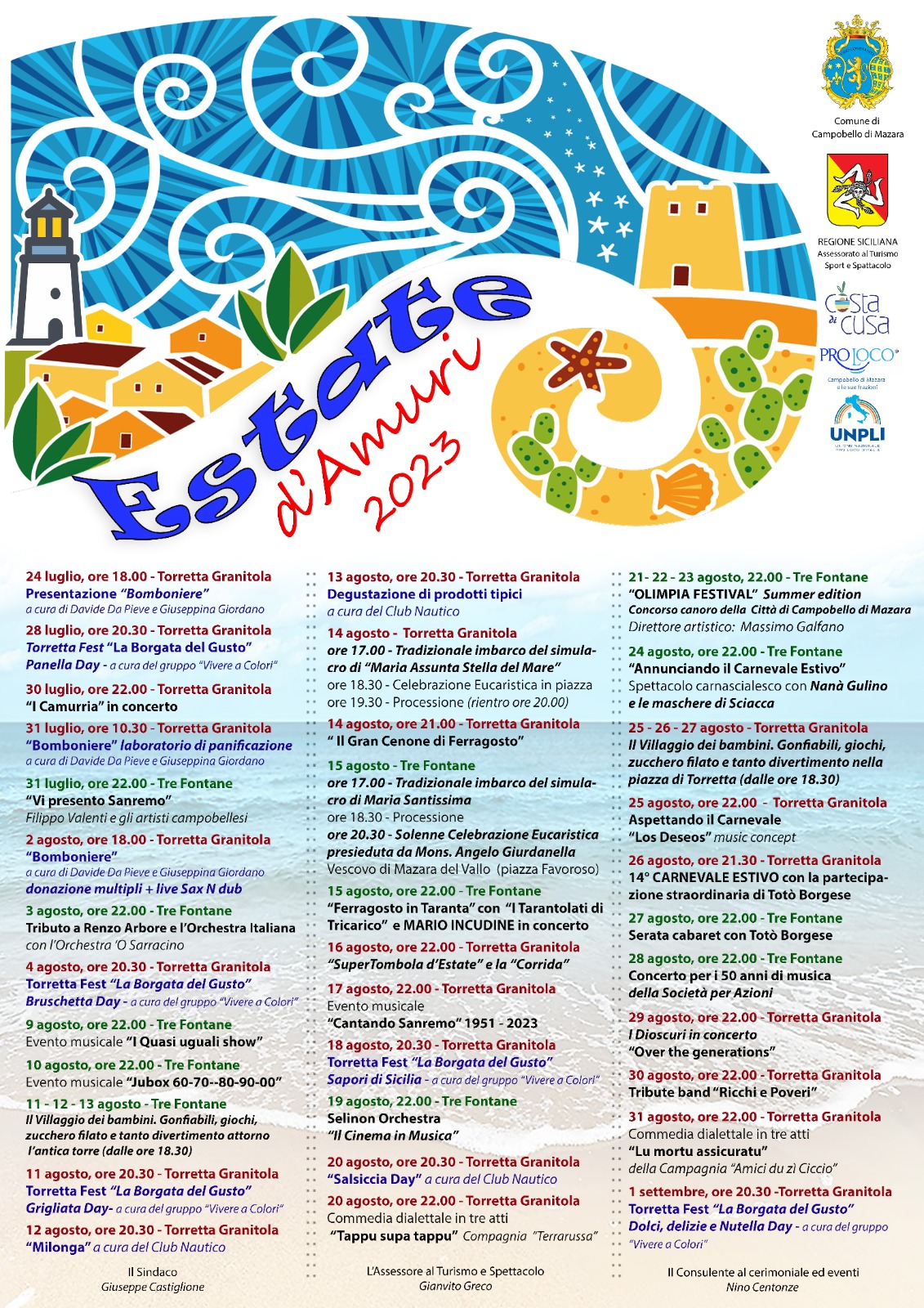 “ESTATE D’AMURI” – CALENDARIO EVENTI ESTIVI A TRE FONTANE E TORRETTA GRANITOLA